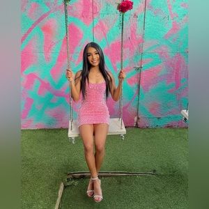 Lucy in the Sky Bodycon Pink Mini Dress